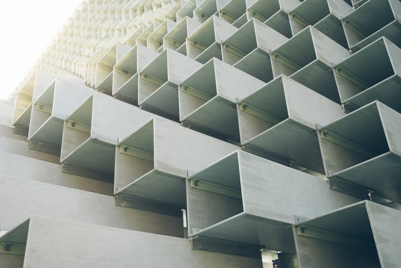 Close-up of a modern architectural installation with geometric patterns in Toronto.